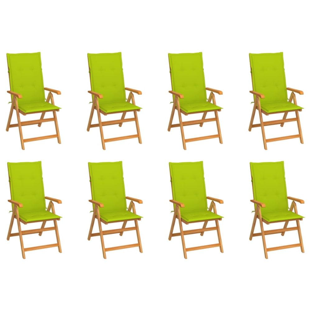 Vidaxl Sklápacie záhradné stoličky s podložkami 8 ks tíkový masív